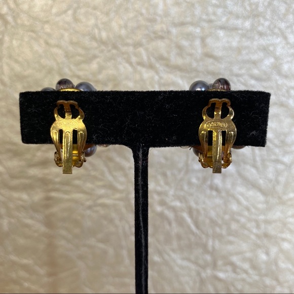 Vintage Japan Slate+ Burst Clip On Earrings - Picture 3 of 6